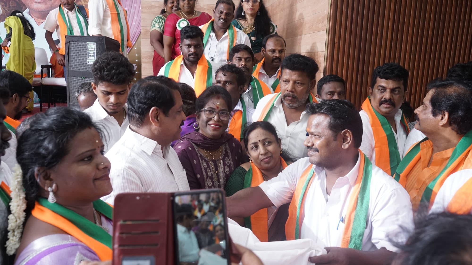 TNVS members celebrate alongside Senthilkumar at BJP event